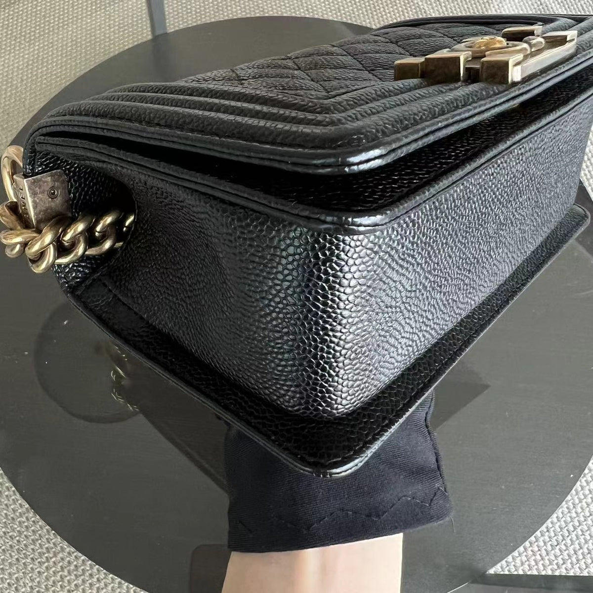 Caviar Boy Small Quilted Calfskin Black RGHW No 19