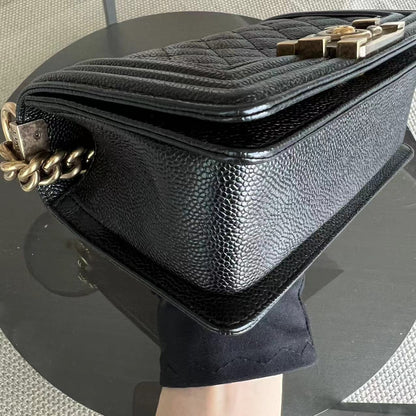 Caviar Boy Small Quilted Calfskin Black RGHW No 19