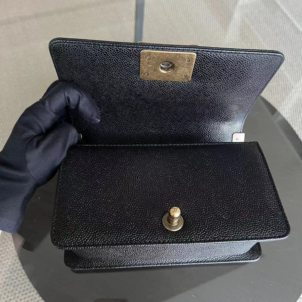 Caviar Boy Small Quilted Calfskin Black RGHW No 19
