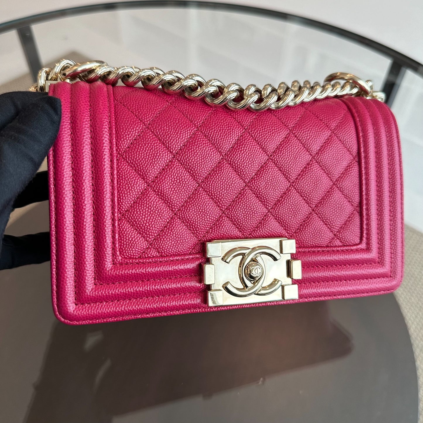 Caviar Boy Small Quilted Calfskin Leboy Hot Pink GHW No 23