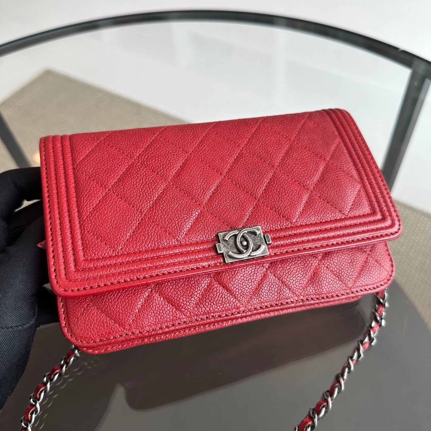 Caviar Boy WOC Wallet On Chain Red Silver Hardware Series 22