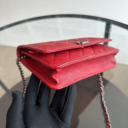 Caviar Boy WOC Wallet On Chain Red Silver Hardware Series 22