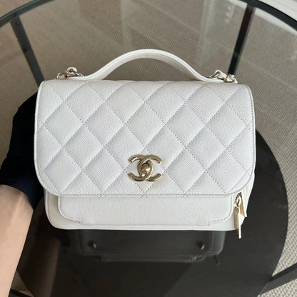 Chanel Business Affinity - Caviar Medium White Golden Hardware Series 25