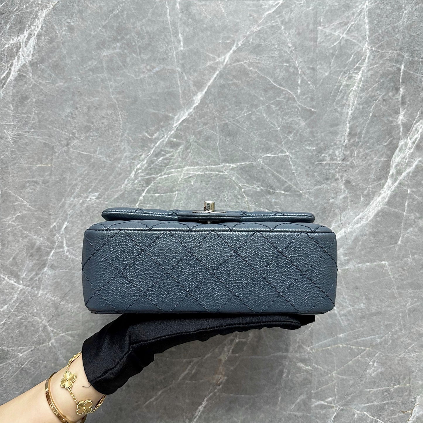 Caviar Classic Flap Mini Rectangular Dark Grey No23