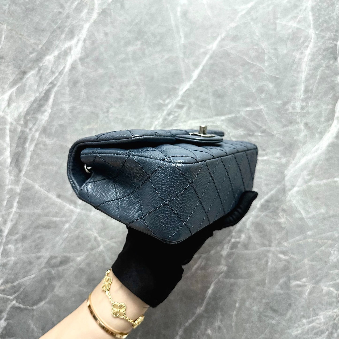 Caviar Classic Flap Mini Rectangular Dark Grey No23