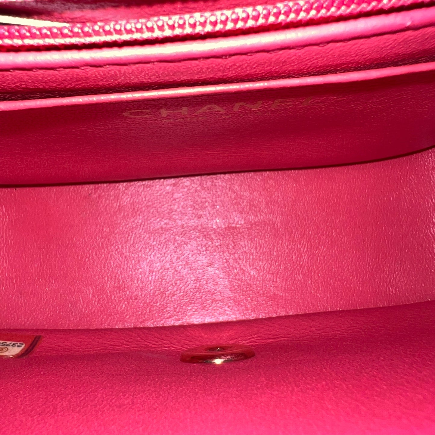 Caviar Classic Flap Mini Square Quilted Grained Calfskin Red Hot Pink Golden Hardware Series 23