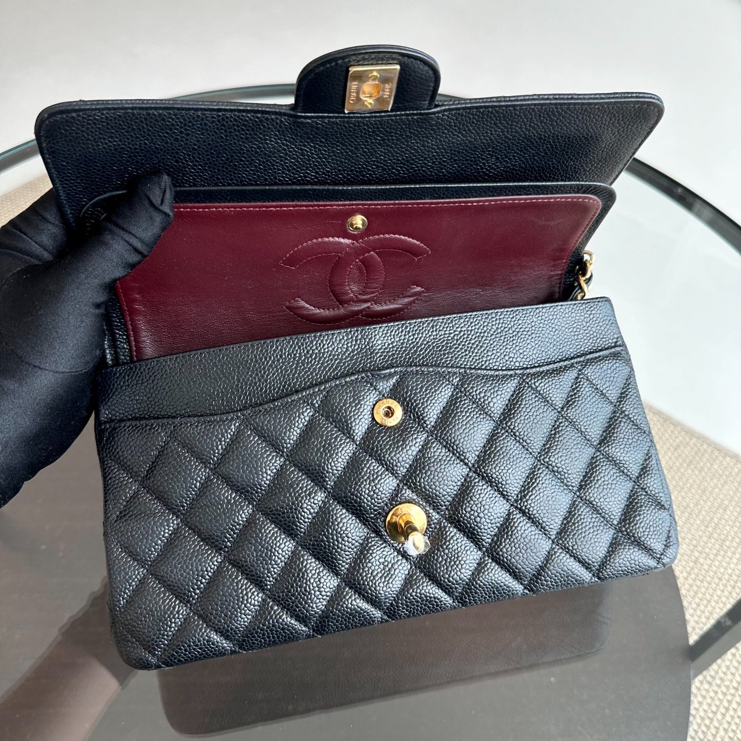 Caviar Classic Flap Quilted Calfskin Black GHW No 18