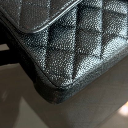 Caviar Classic Flap Quilted Calfskin Black GHW No 18
