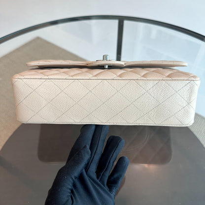 Caviar Quilted 25cm Calfskin Beige SHW No 12
