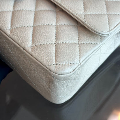 Caviar Quilted 25cm Calfskin Beige SHW No 12