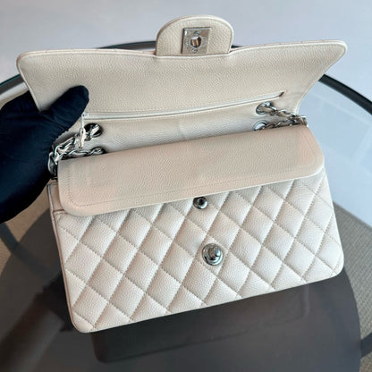 Caviar Quilted 25cm Calfskin Beige SHW No 12