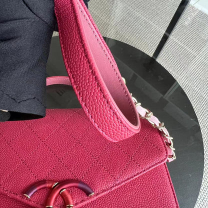 Caviar Coco Curve Cuba Small 21CM Thread Around Grained Calfskin Pink Golden Hardware Series 25