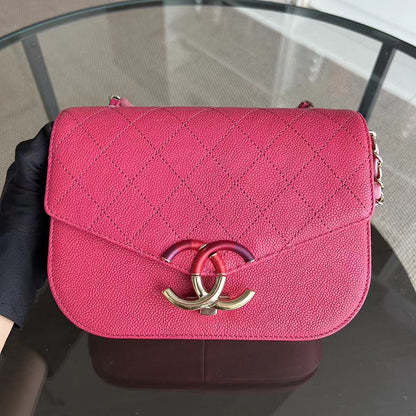 Caviar Coco Curve Cuba Small 21CM Thread Around Grained Calfskin Pink Golden Hardware Series 25