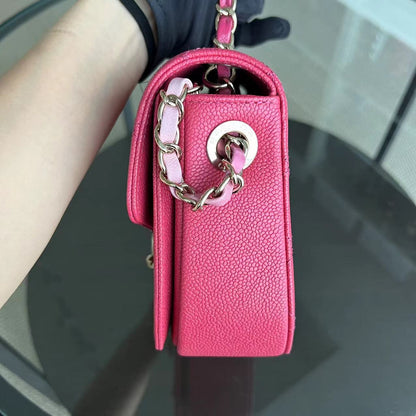 Caviar Coco Curve Cuba Small 21CM Thread Around Grained Calfskin Pink Golden Hardware Series 25