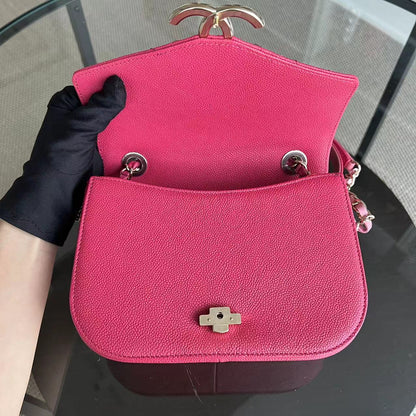 Caviar Coco Curve Cuba Small 21CM Thread Around Grained Calfskin Pink Golden Hardware Series 25
