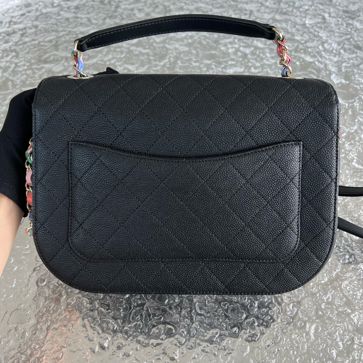Caviar Coco Curve Cuba Thread Around Grained Calfskin Black Golden Hardware Series 23