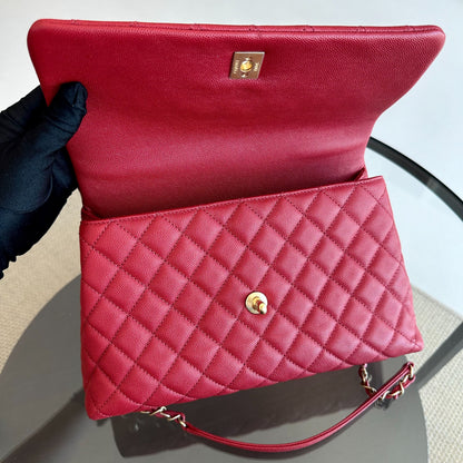 Caviar Coco Handle Medium Quilted Red 2020 GHW No 28