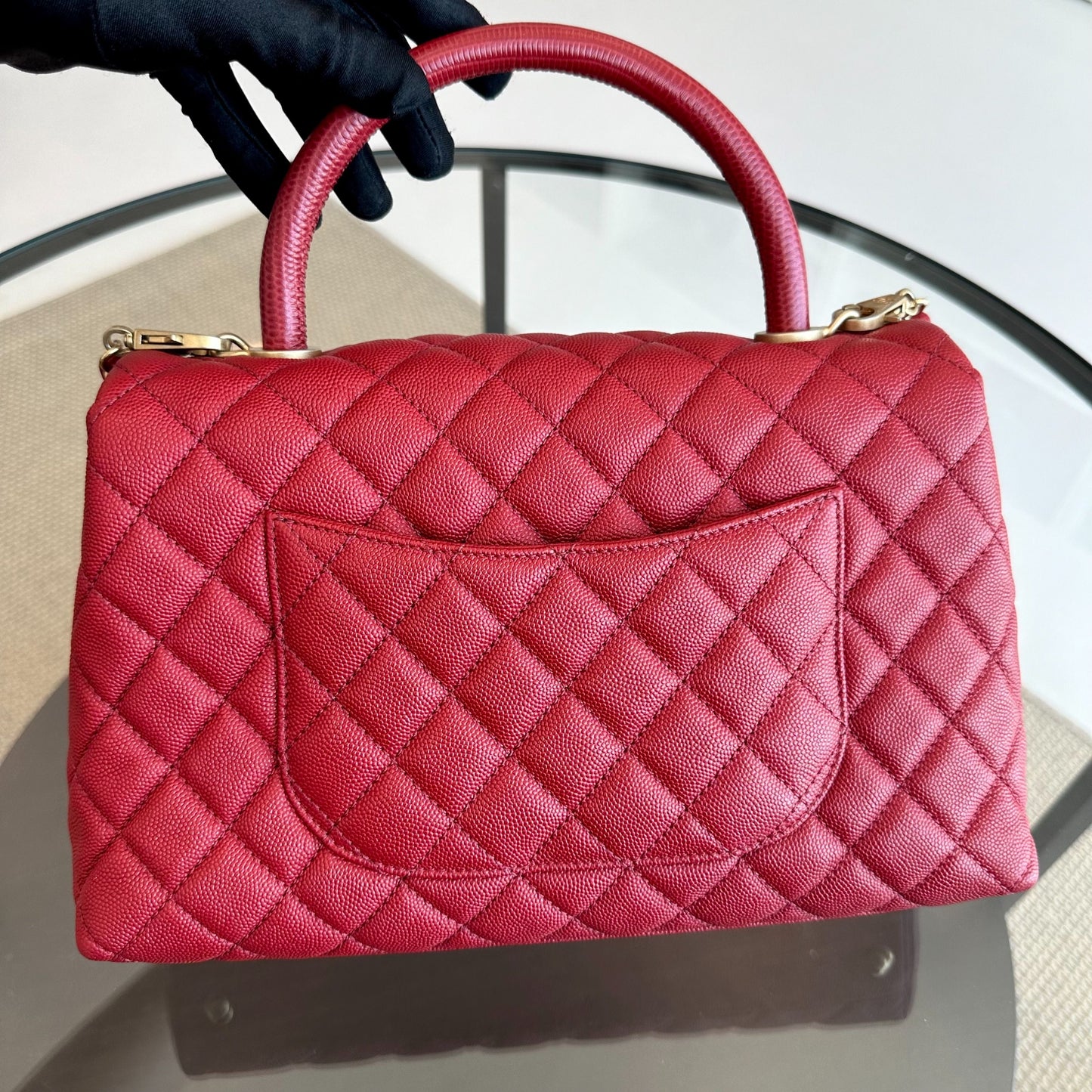 Caviar Coco Handle Medium Quilted Red 2020 GHW No 28