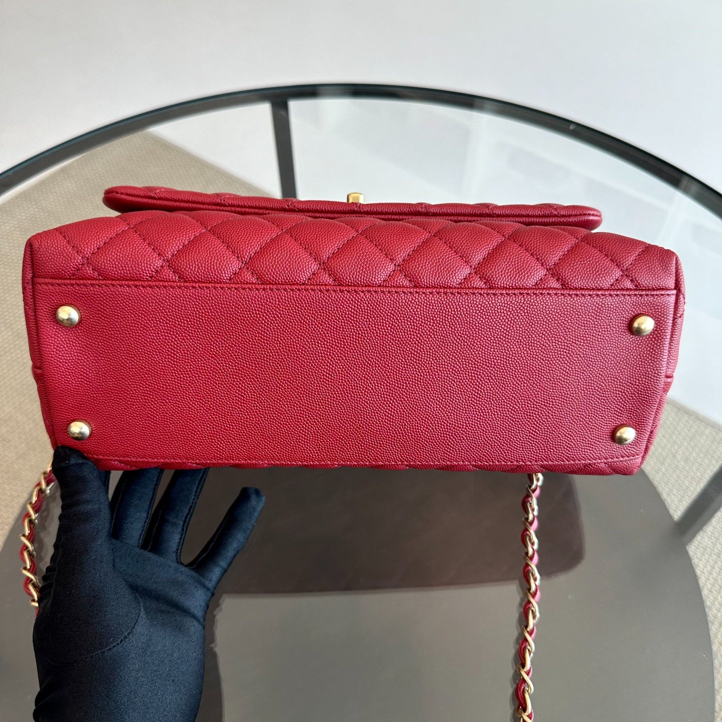 Caviar Coco Handle Medium Quilted Red 2020 GHW No 28