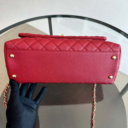 Caviar Coco Handle Medium Quilted Red 2020 GHW No 28
