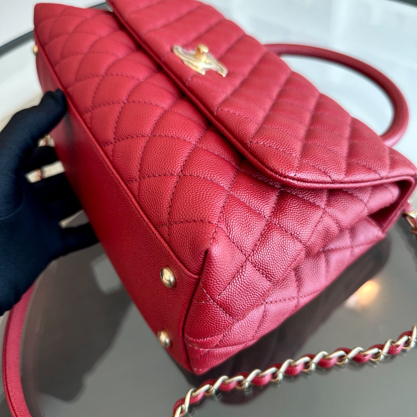 Caviar Coco Handle Medium Quilted Red 2020 GHW No 28