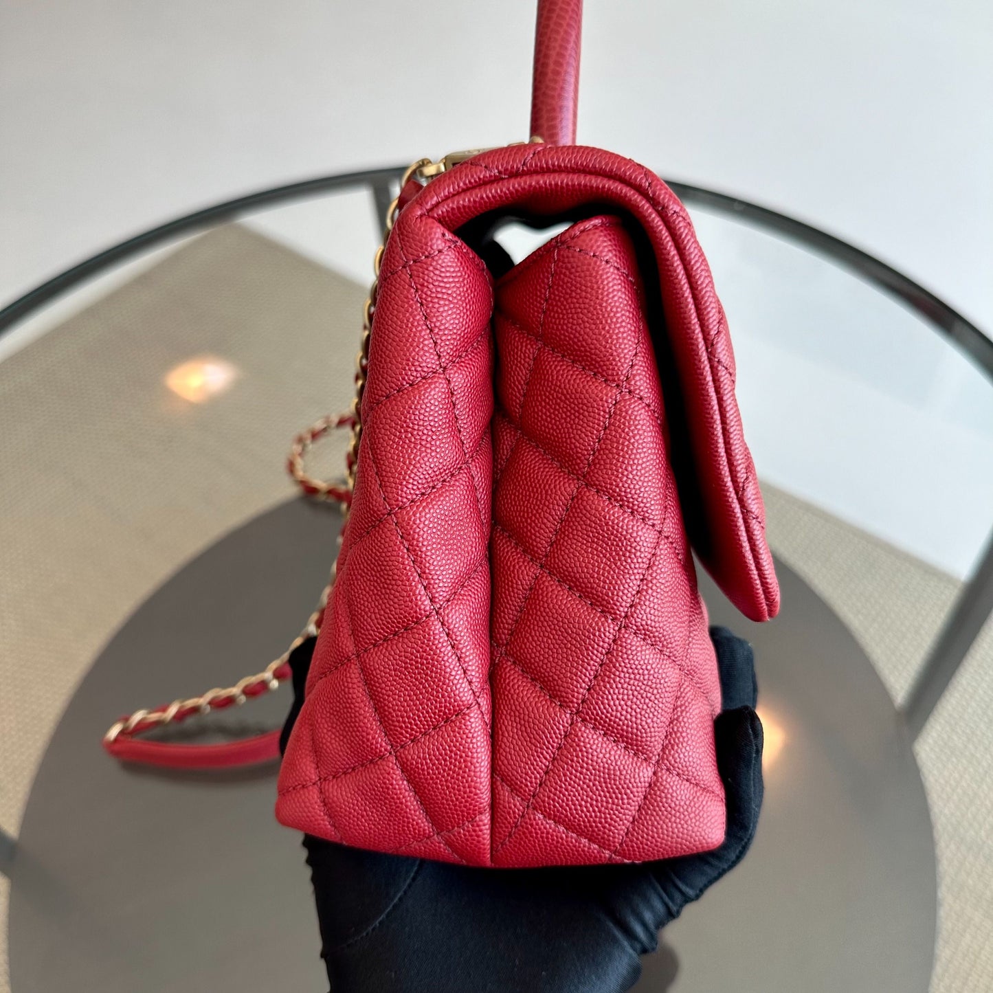 Caviar Coco Handle Medium Quilted Red 2020 GHW No 28