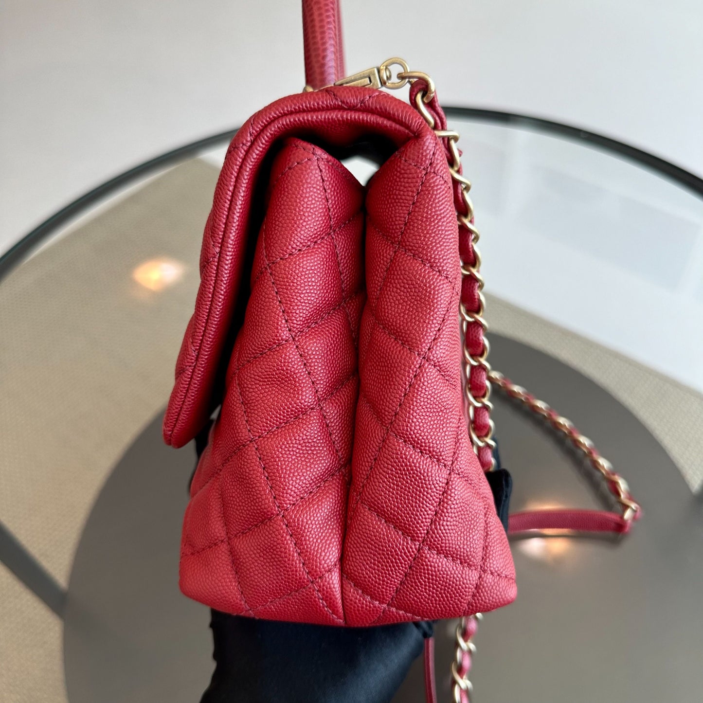 Caviar Coco Handle Medium Quilted Red 2020 GHW No 28