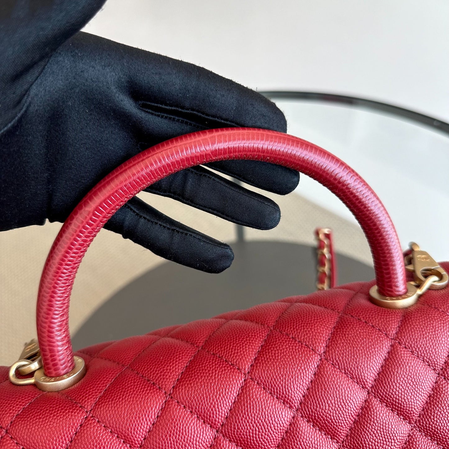 Caviar Coco Handle Medium Quilted Red 2020 GHW No 28