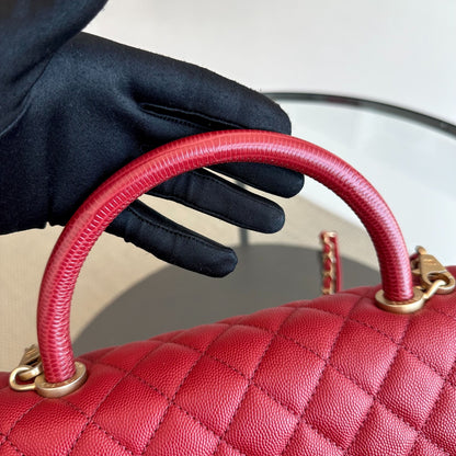 Caviar Coco Handle Medium Quilted Red 2020 GHW No 28