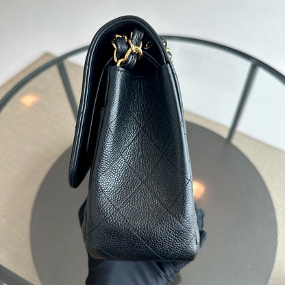 Caviar Double Flap Jumbo Classic Flap Black GHW No 18
