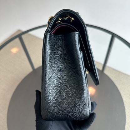 Caviar Double Flap Jumbo Classic Flap Black GHW No 18