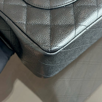 Caviar Double Flap Jumbo Classic Flap Black GHW No 18