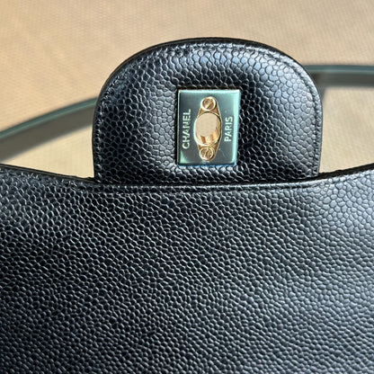 Caviar Double Flap Jumbo Classic Flap Black GHW No 23