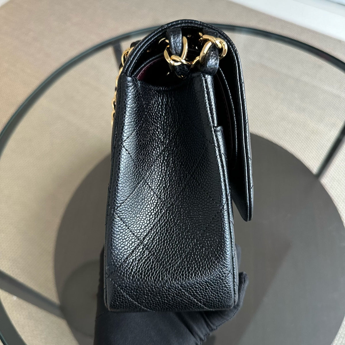 Caviar Double Flap Jumbo Classic Flap Black GHW No 23
