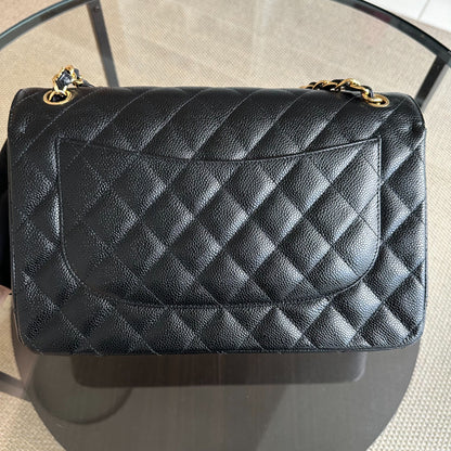 Caviar Double Flap Jumbo Classic Flap Black GHW No 23