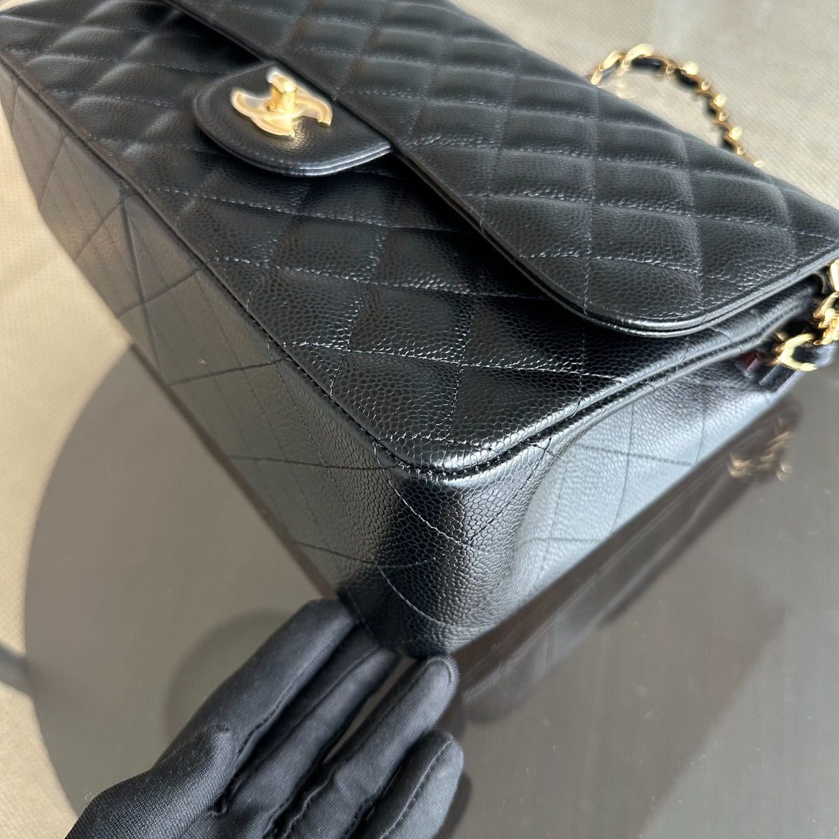 Caviar Double Flap Jumbo Classic Flap Black GHW No 23