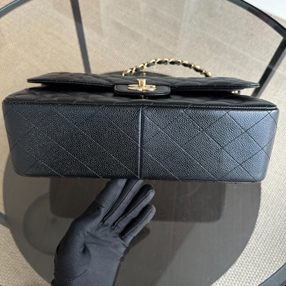 Caviar Double Flap Jumbo Classic Flap Black GHW No 23