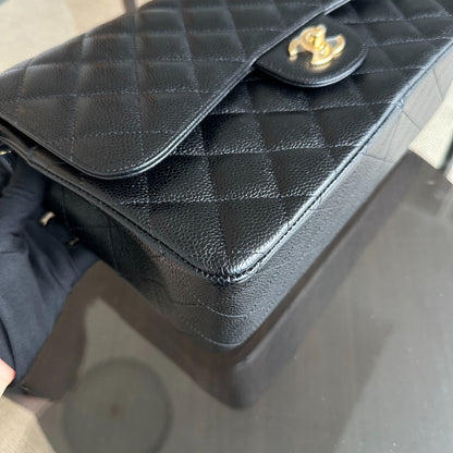 Caviar Double Flap Jumbo Classic Flap Black GHW No 23