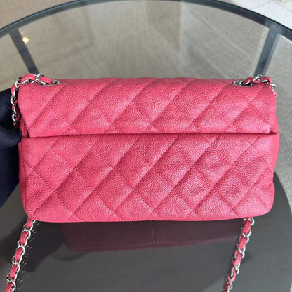 Caviar Easy Flap Zipper Quilted Calfskin Small Pink SHW No 20