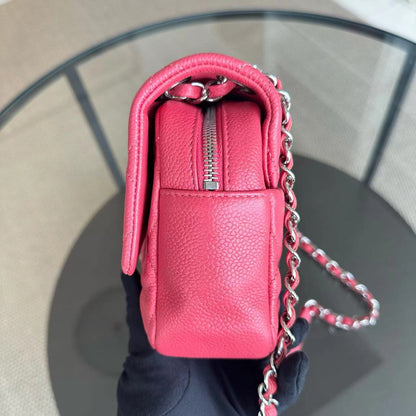 Caviar Easy Flap Zipper Quilted Calfskin Small Pink SHW No 20