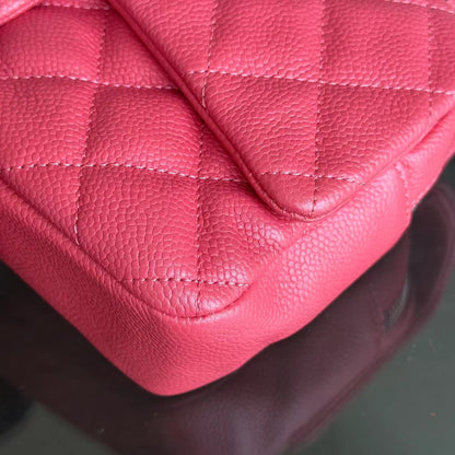 Caviar Easy Flap Zipper Quilted Calfskin Small Pink SHW No 20