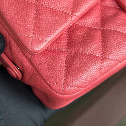 Caviar Easy Flap Zipper Quilted Calfskin Small Pink SHW No 20