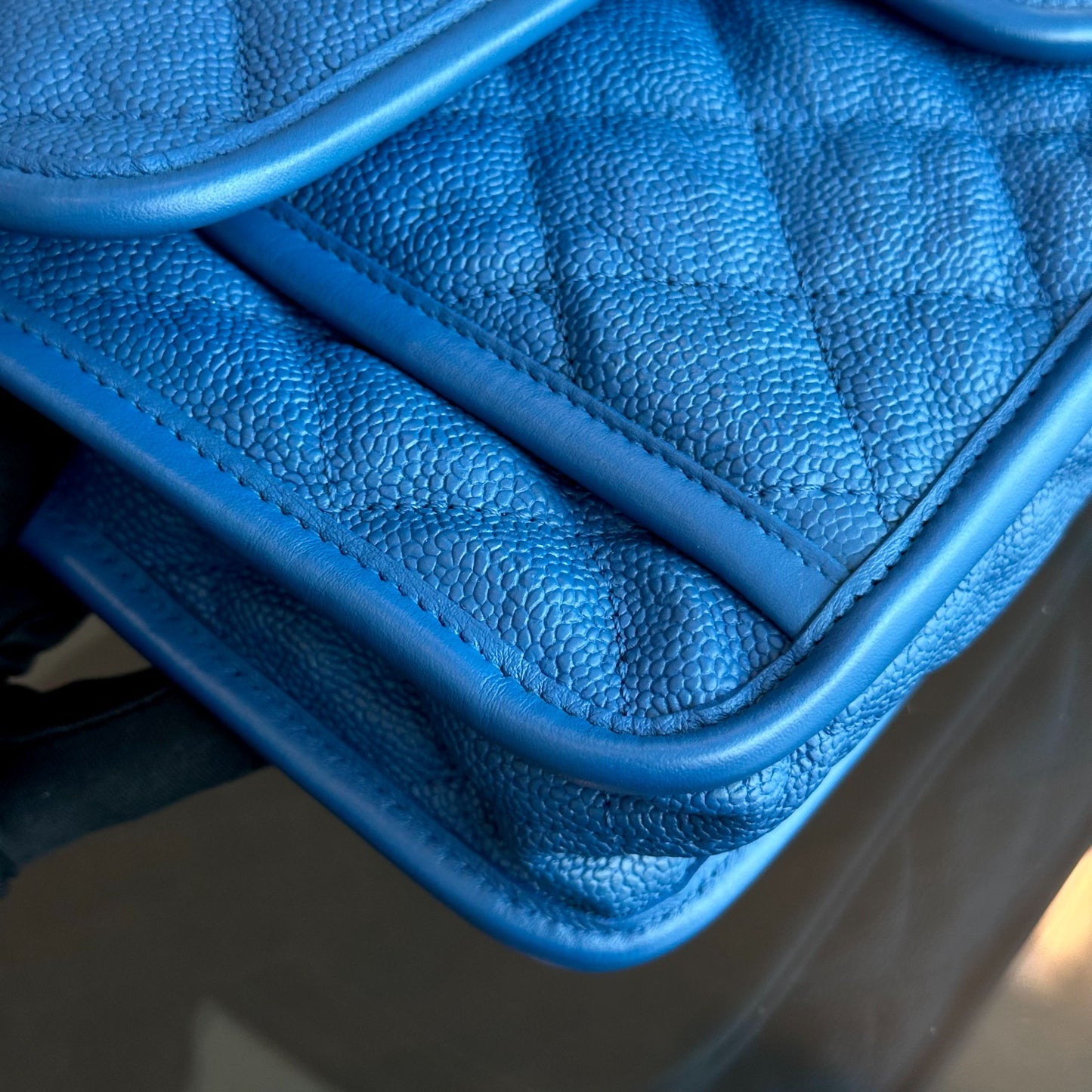 Caviar French Riviera Medium Quilted Blue SHW No 15