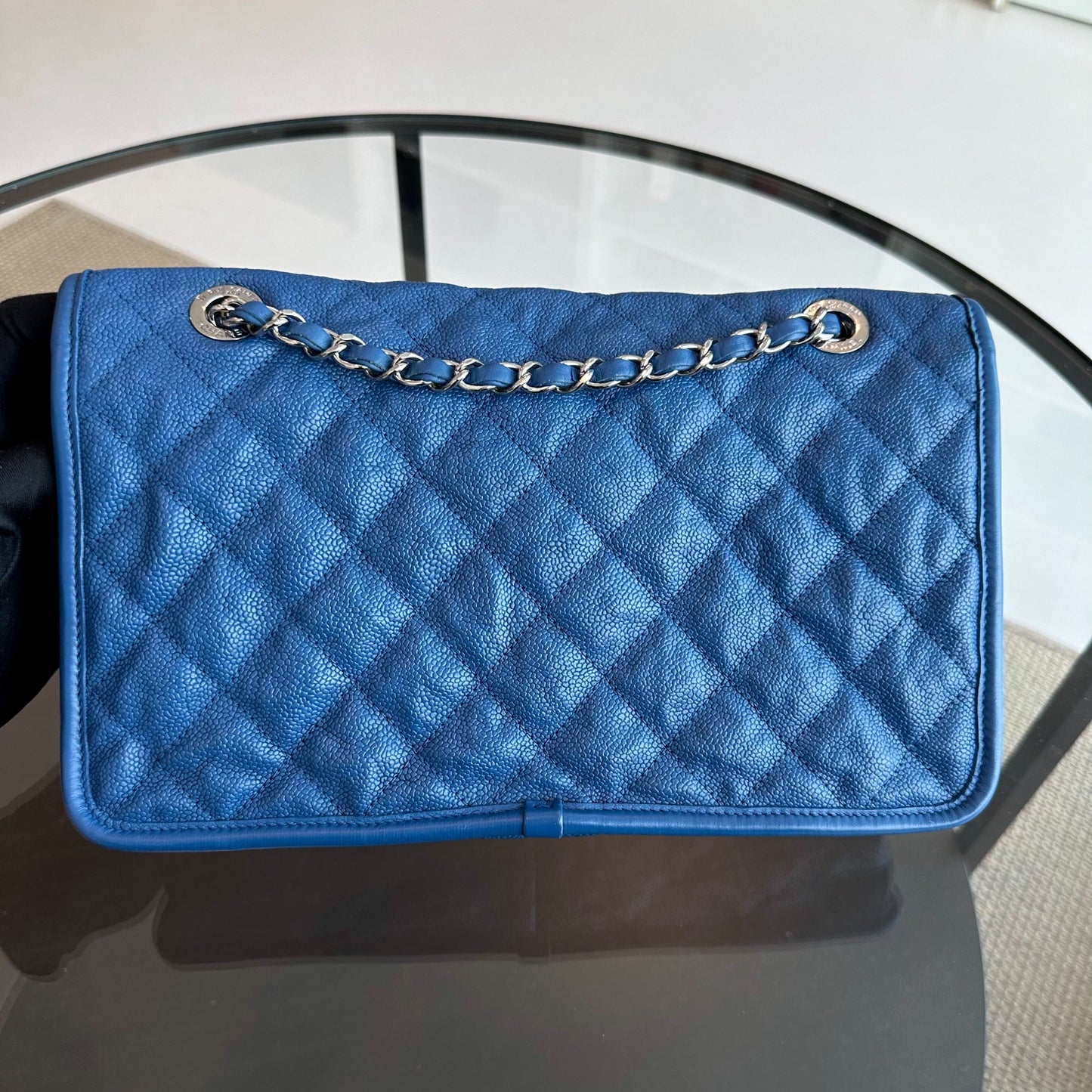 Caviar French Riviera Medium Quilted Blue SHW No 15