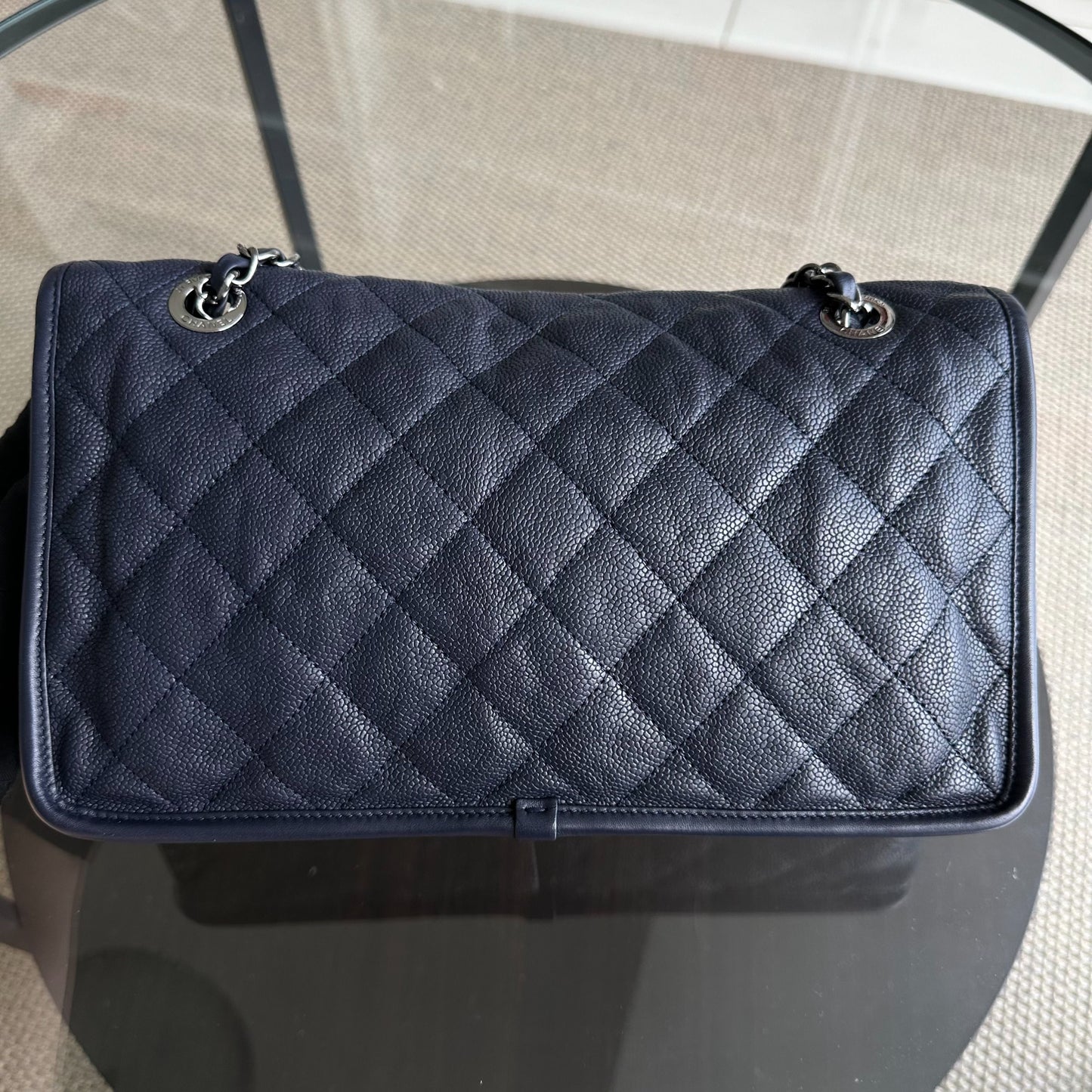 Caviar French Riviera Seasonal Flap Quilted Calfskin Dark Blue SHW No 19