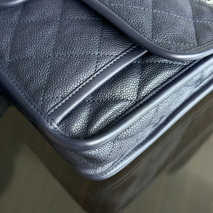 Caviar French Riviera Seasonal Flap Quilted Calfskin Dark Blue SHW No 19