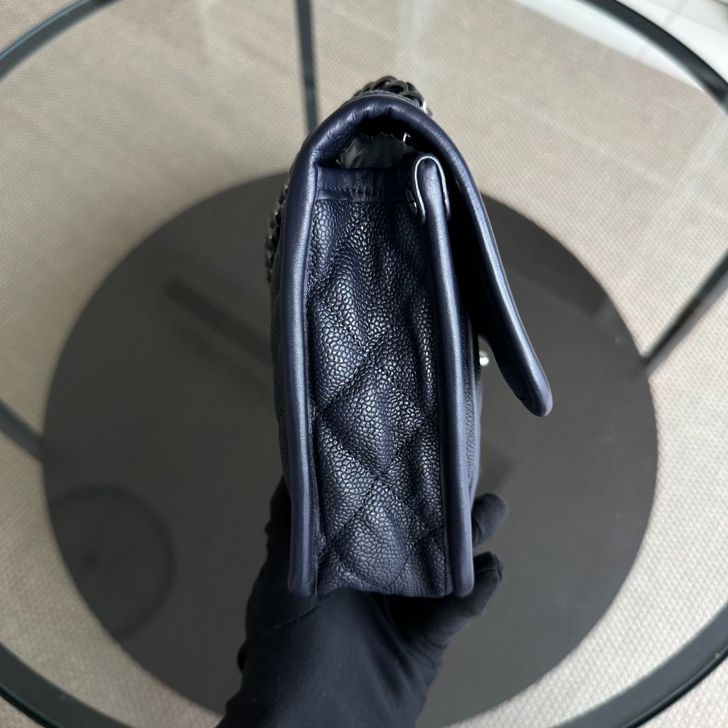 Caviar French Riviera Seasonal Flap Quilted Calfskin Dark Blue SHW No 19