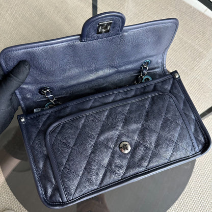 Caviar French Riviera Seasonal Flap Quilted Calfskin Dark Blue SHW No 19