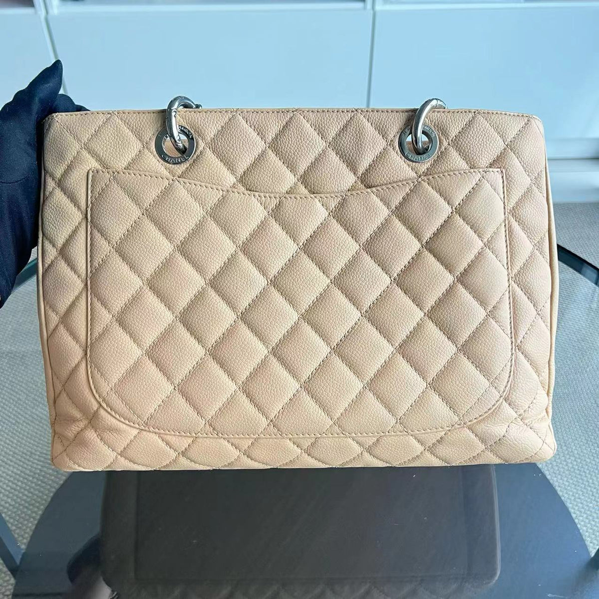 Caviar GST Grand Shopping Tote Quilted Calfskin Beige SHW No 15
