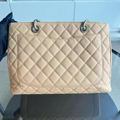 Caviar GST Grand Shopping Tote Quilted Calfskin Beige SHW No 15